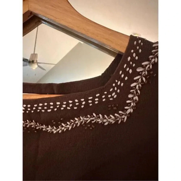 Coldwater Creek Decorative Sweater Shell Size XL Brown NWT‎ - Picture 4 of 6